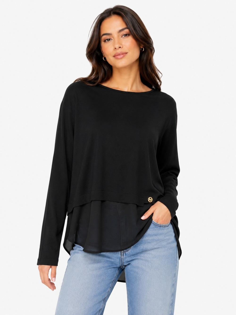 MICHAEL Michael Kors Black Layered Long-Sleeve Top